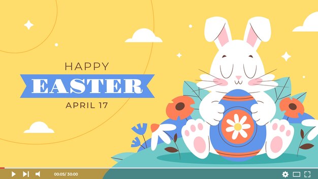 Vector gratuito miniatura plana de youtube de pascua