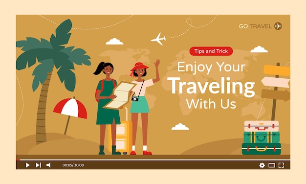 Miniatura de youtube de agencia de viajes plana