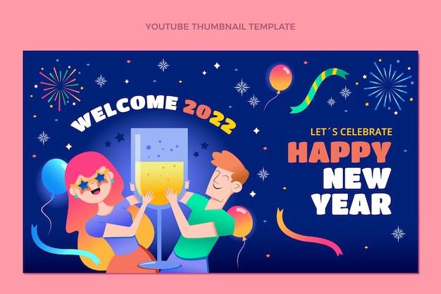 Miniatura de youtube de año nuevo degradado