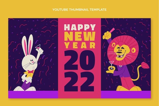 Miniatura de youtube de año nuevo dibujada a mano