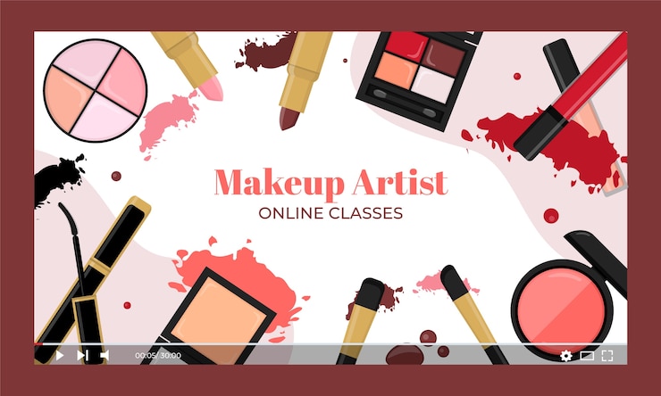 Vector gratuito miniatura de youtube de artista de maquillaje dibujada a mano