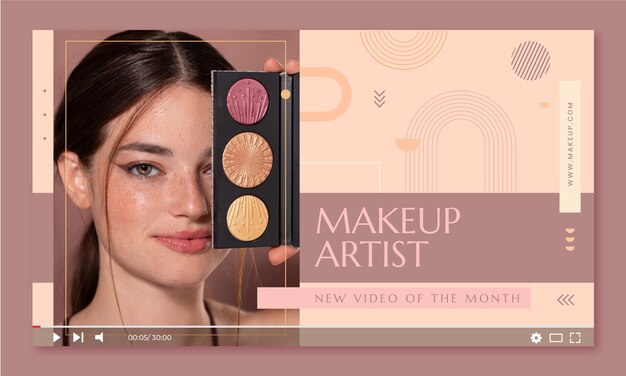 Miniatura de youtube de artista de maquillaje de diseño plano