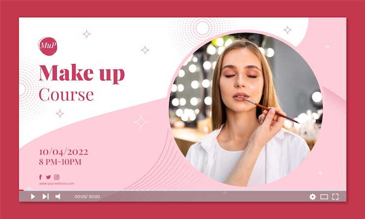 Vector gratuito miniatura de youtube de artista de maquillaje minimalista de diseño plano