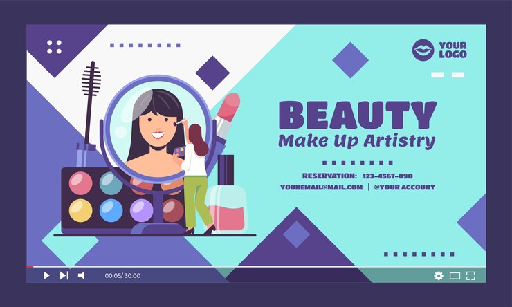 Vector gratuito miniatura de youtube de artista de maquillaje minimalista plana