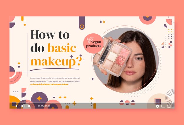 Miniatura de youtube de artista de maquillaje minimalista plana