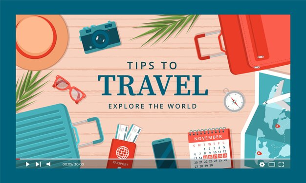 Miniatura de youtube de aventura de viaje de diseño plano