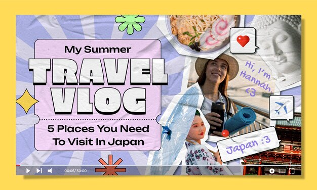 Miniatura de youtube de aventura de viaje de diseño plano