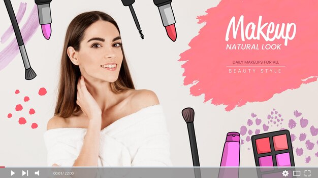 Miniatura de youtube de belleza dibujada a mano
