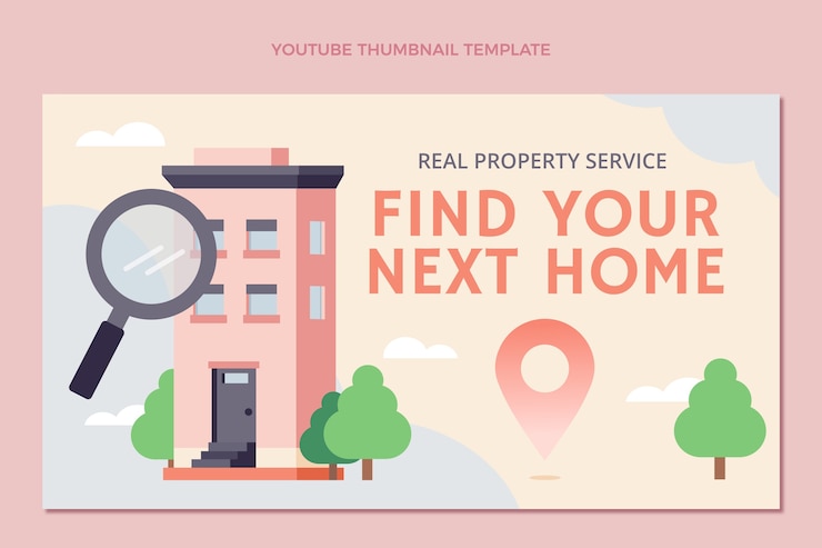 Vector gratuito miniatura de youtube de bienes raíces degradados