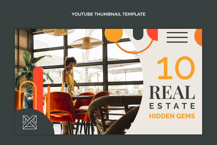 Vector gratuito miniatura de youtube de bienes raíces geométrica abstracta plana