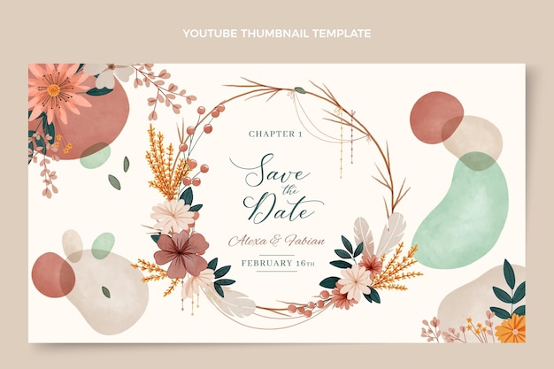 Miniatura de youtube de boda boho acuarela