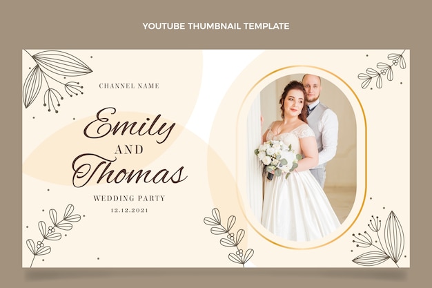 Vector gratuito miniatura de youtube de boda dibujada a mano