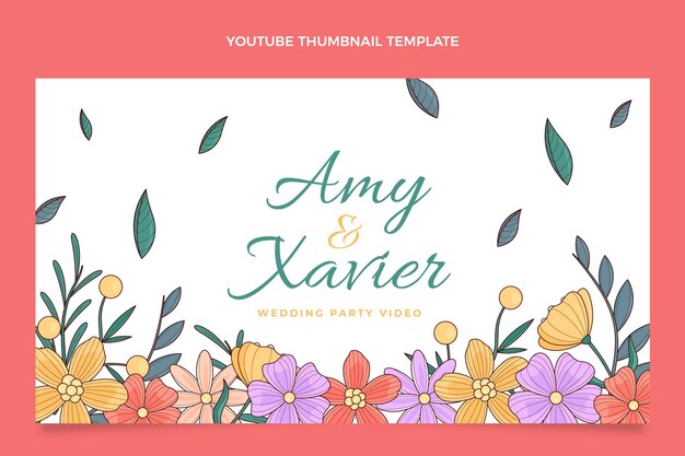 Miniatura de youtube de boda floral dibujada a mano