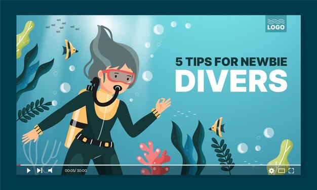 Miniatura de youtube de buceo dibujada a mano