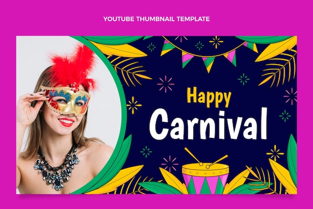 Vector gratuito miniatura de youtube de carnaval dibujada a mano