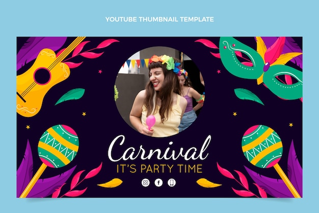 Vector gratuito miniatura de youtube de carnaval plano