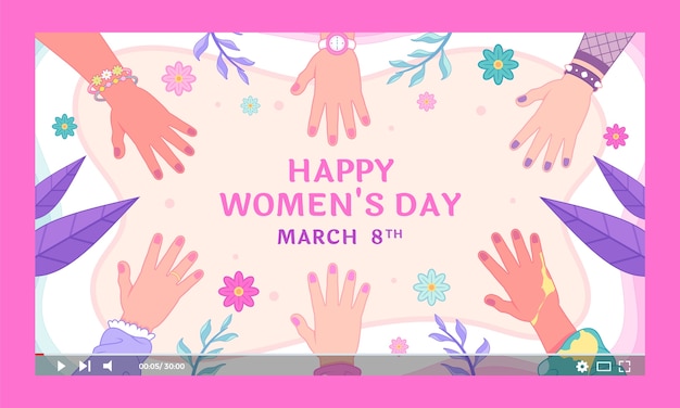 Vector gratuito miniatura de youtube para la celebración del día internacional de la mujer