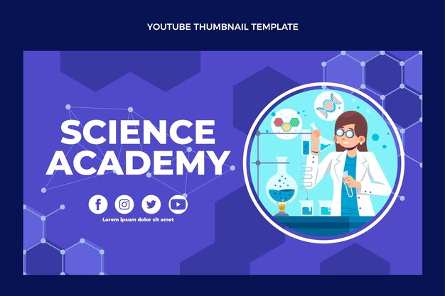 Miniatura de youtube de ciencia de diseño plano