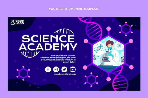 Miniatura de youtube de ciencia de diseño plano