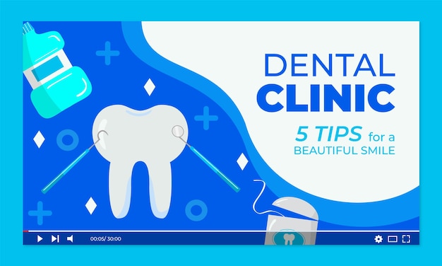 Vector gratuito miniatura de youtube de clínica dental de diseño plano