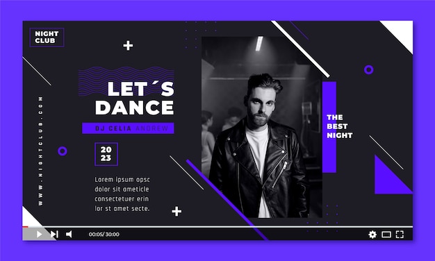 Miniatura de youtube de club nocturno de diseño plano