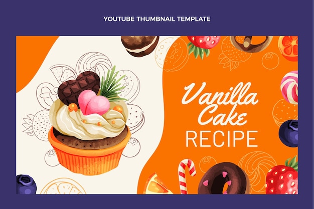 Miniatura de youtube de comida dibujada a mano