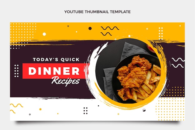 Vector gratuito miniatura de youtube de comida de diseño plano