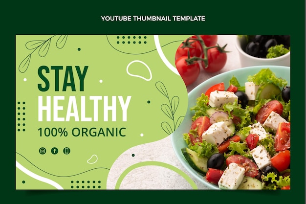 Miniatura de youtube de comida de diseño plano