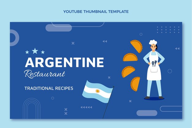 Miniatura de youtube de comida de diseño plano