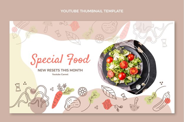 Miniatura de youtube de comida especial dibujada a mano