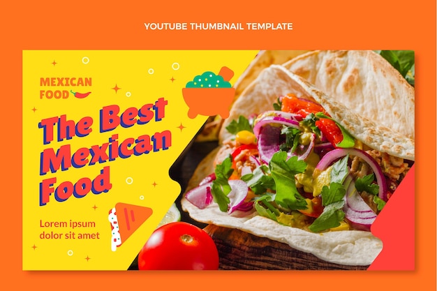Miniatura de youtube de comida mexicana de diseño plano
