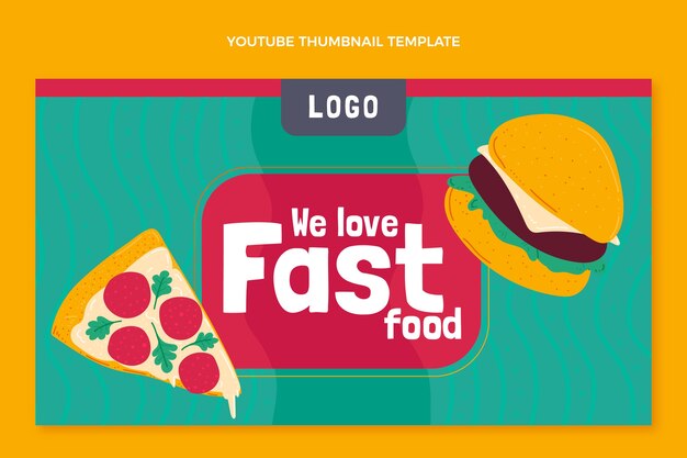 Miniatura de youtube de comida rápida dibujada a mano