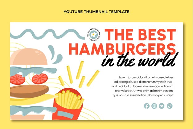 Vector gratuito miniatura de youtube de comida rápida de diseño plano