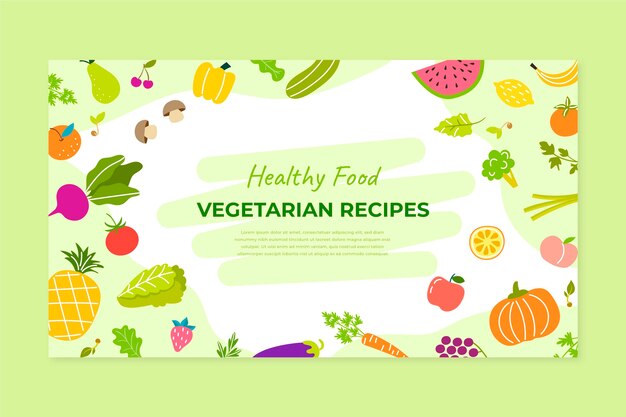 Miniatura de youtube de comida vegetariana dibujada a mano