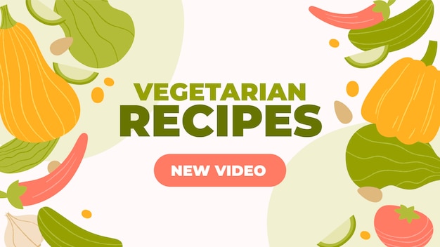 Miniatura de youtube de comida vegetariana dibujada a mano