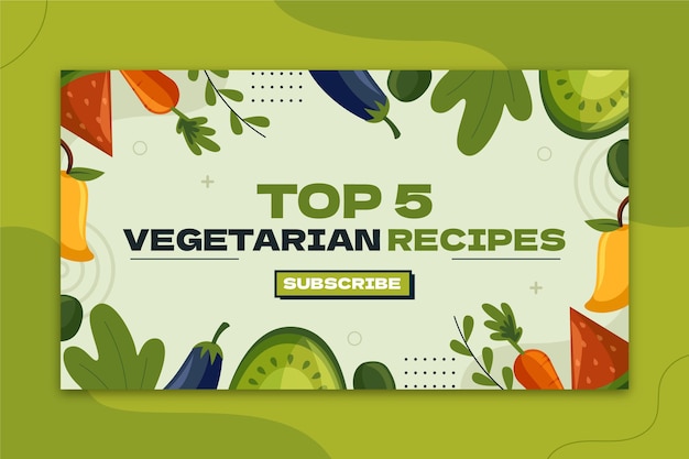 Miniatura de youtube de comida vegetariana de diseño plano dibujado a mano