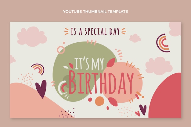 Vector gratuito miniatura de youtube de cumpleaños boho dibujada a mano