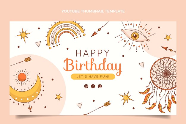 Miniatura de youtube de cumpleaños boho dibujada a mano