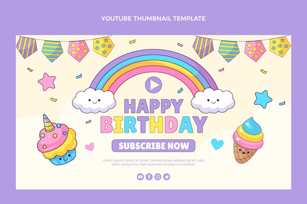 Miniatura de youtube de cumpleaños infantil dibujada a mano