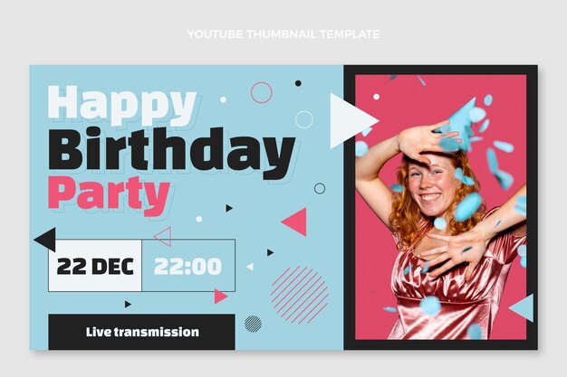Miniatura de youtube de cumpleaños mínima plana