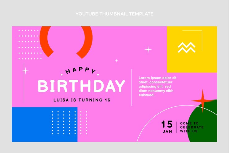 Vector gratuito miniatura de youtube de cumpleaños minimalista de diseño plano