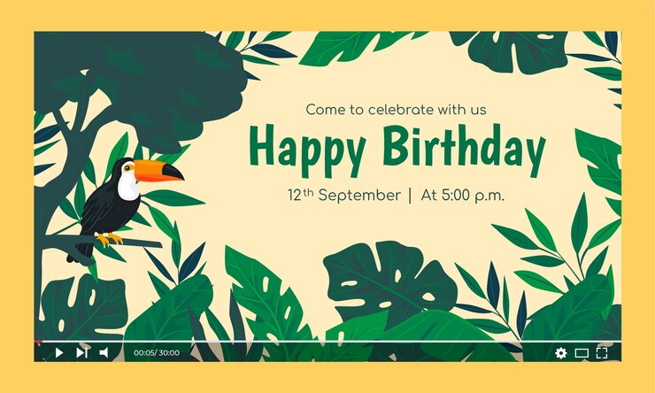 Vector gratuito miniatura de youtube de cumpleaños de la selva dibujada a mano