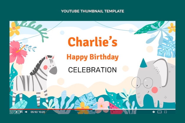 Miniatura de youtube de cumpleaños de la selva dibujada a mano