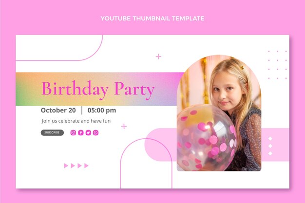Miniatura de youtube de cumpleaños de textura degradada