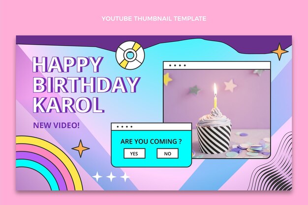 Miniatura de youtube de cumpleaños de vaporwave retro degradado