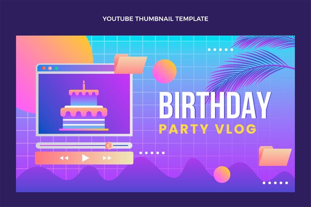 Miniatura de youtube de cumpleaños de vaporwave retro degradado