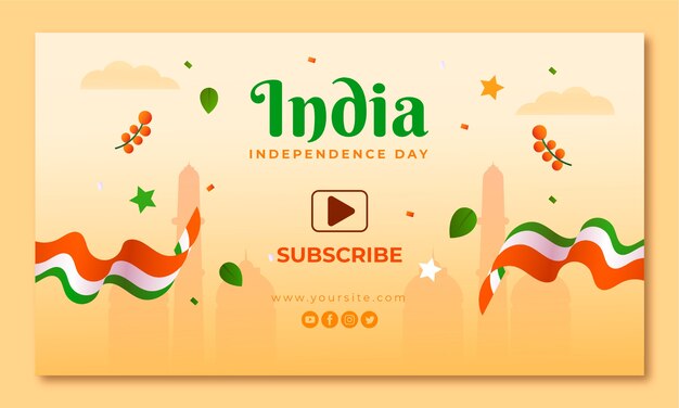 Miniatura de youtube del día de la independencia de india degradado