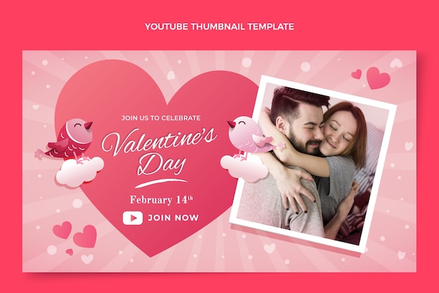 Miniatura de youtube del día de san valentín degradado