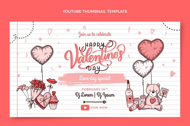 Miniatura de youtube del día de san valentín dibujada a mano