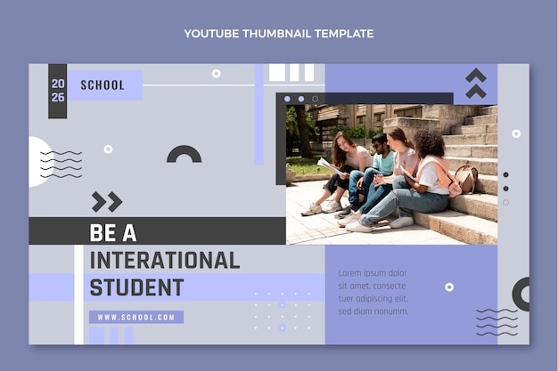 Vector gratuito miniatura de youtube de escuela internacional mínima plana